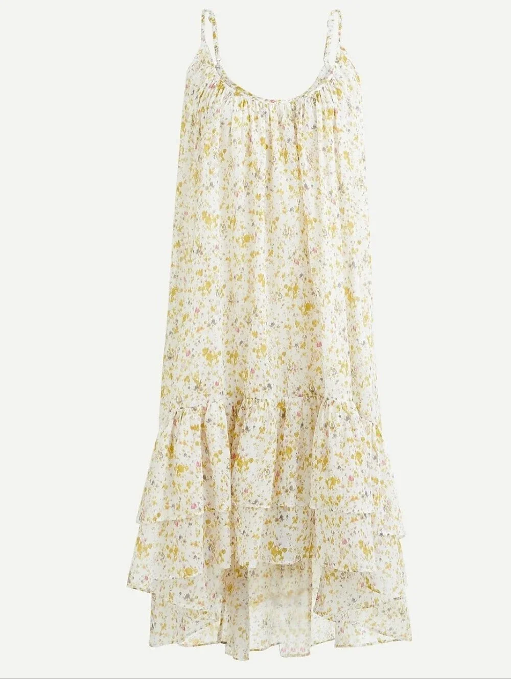 NWT J. Crew Tiered Cotton Voile Beach Dress in Soft Posies Size L AY396